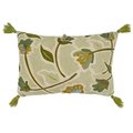 Saro Lifestyle SARO 7102.G1624BC 16 x 24 in. Oblong Throw Pillow Cover with Green Embroidered Large Floral Design 7102.G1624BC